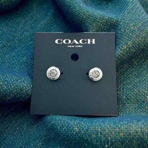 🆕 Coach Signature Open Circle Stud Earrings with Rhinestone’s